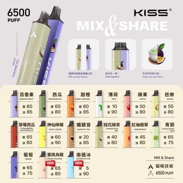 KISS一次性電子煙 6500口 - 雙味磁吸正品展示